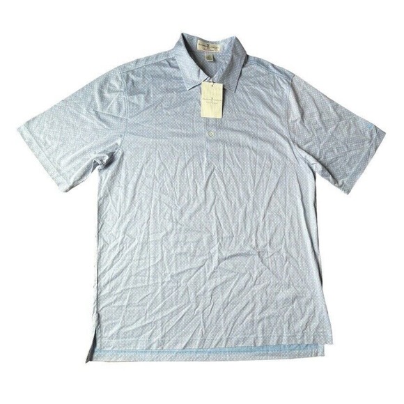 NWT Fairway & Greene Hammond Golf Polo Shirt Printed Lisle Dawn Blue Large Men - Picture 2 of 9